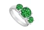 Three Stone Emerald Engagement Ring : 14K White Gold - 4.00 CT TGW