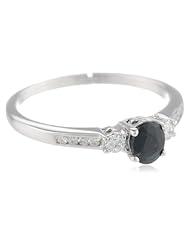 14k White Gold Sapphire and Diamond Ring (0.17 cttw, G-I Color, I1-I2 Clarity)