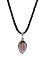 Necklace - N517 - Genuine Smooth Quartz Pendant Hung on a Black Triple-Strand Twisted Silk / Satin Cord + 2" Extension Chain - Oval Shape ~ Lt. Brown