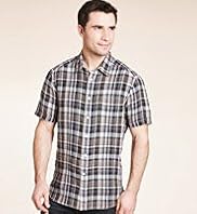2 Longer Blue Harbour Pure Linen Madras Checked Shirt