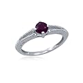 Jewelersclub 0.74ctw Center Genuine Ruby Gemstone Ring in Sterling SIlver