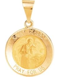 Hollow Round St. Saint Gerald Metal 14K Gold Yellow R45340