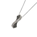 9ct White Gold 0.20 Ct Black & White Diamond Cross Over Slider Pendant 18 Chain