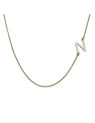 18k Yellow Gold Plated Sideways Initial Necklace - Custom Made with Any Initial!