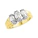 14K Two-Tone Gold Oval Cut Diamond Three-Stone Ring Semimount - 0.75 Ct.
