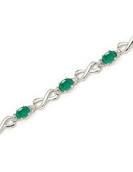 14kt Yellow Gold Oval Emerald and Diamond Bracelet