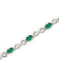 10kt Yellow Gold Oval Emerald and Diamond Bracelet
