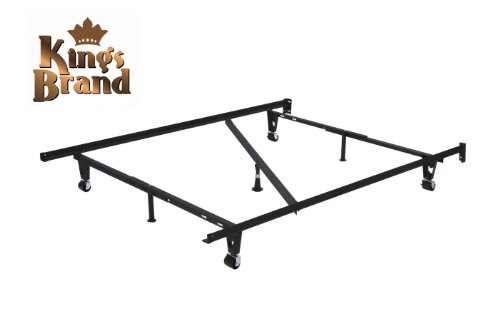 Super Strong Heavy Duty Adjustable Metal Queen, Full, Full XL, Twin, Twin XL, Bed Frame With Center Support, Rug Rollers & Locking Wheels
