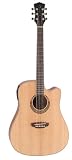 Luna Muse Dreadnought Cutaway Acoustic Guitar,  Quilted Ash