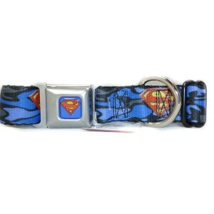  Superman Seat Belt Buckle Dog Collar 1" 15-26"