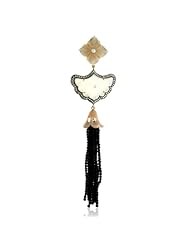 18kt Gold Diamond Moonstone & Black Onyx Beads Tassel Pendant Silver Gemstone Jewelry