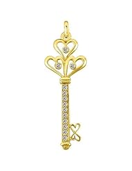 0.41 ct. tw Round Diamond Hearts Key Pendant - G-H SI2 - 18 Kt. Yellow Gold