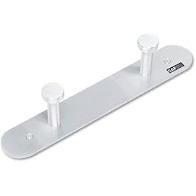 Safco 4200 Nail Head Wall Coat Rack, Two Hooks, Metal, Satin Aluminum