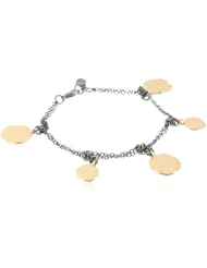 Kensie "Laughing All The Way" Mixed Metal-Plated with Circle Drops Flex Strand Bracelet, 8"