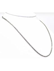 14K White Gold Square Wheat 18" Chain