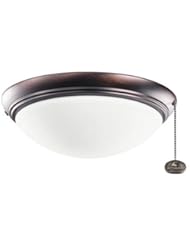 Kichler Lighting 380122OBB Low Profile 2-Light Ceiling Fan Light Fixture, Oil Brushed Bronze Finish with Etched Opal Glass, Large
