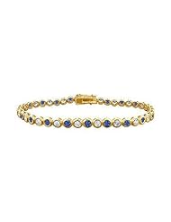 Sapphire and Diamond Tennis Bracelet 14K Yellow Gold - 3.00 CT TGW