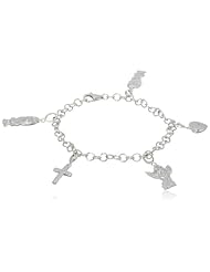 Precious Moments Sterling Silver Diamond Accent Charm Bracelet, 7.25"