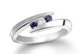 Search : Three 3 Stone Round Diamond & Tanzanite Accented Channel Set Bypass Engagement Band in 14K White Gold (1/2 ctw)