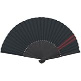 ライン扇子/ブラック・5649/7寸/30間/手貼/収納用文化箱付き