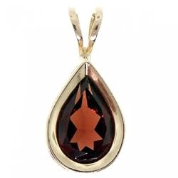 Genuine Garnet Pendant Crafted in 10K Yellow Gold