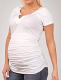 A Pea in the Pod Collection: Short Sleeve V-neck Side Ruched Maternity T Shirt
