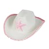 White Felt Cowgirl Cowboy Hat With Pink Star