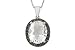 5 5/8 Carat White Topaz and Black Diamond 14K White Gold Pendant w/Chain