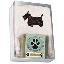 Single Gift Box with ScottishTerrier Soap and Towel