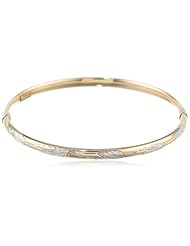 Bonded Sterling Silver and 14k Two-Tone Leaf Bangle Bracelet