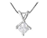 1/10 ct.tw Princess Diamond Solitaire Pendant in Platinum