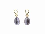 Black Pearl Earring Charms in Yellow Gold by Jude Frances