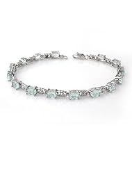 Genuine 8.0 ctw Aquamarine Bracelet 10K White Gold