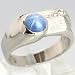 Retro 14K White Gold Men?s Created Sapphire & Diamond Ring