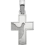 14K White Gold Cross & Dove