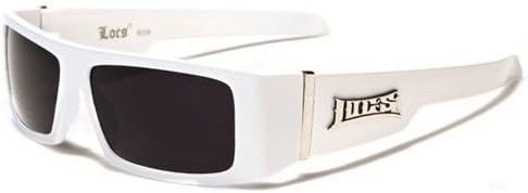 Mens Square Frame Gangster Skull Shades OG Locs Super Dark Lens Black Sunglasses White