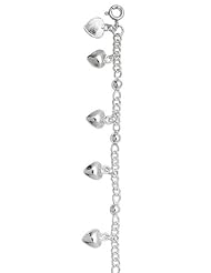 Sterling Silver Bracelet With Dangling Heart Charms