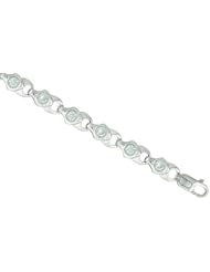 Sterling Silver Fancy Links Cubic Zirconia Stones, 5/16 inch wide