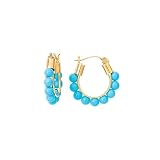 14K Yellow Gold Turquoise Fashion Earrings