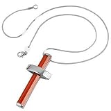 Nuovegioie Cubic Zirconia and Sterling Silver Cross Necklace Sunset Orange