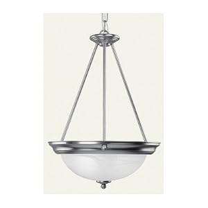Home Basics - 2 Light Pendant Lighting Fixture - Brushed Nickel - White Alabaster Glass -... by Livex Lighting