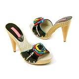 Betsey Johnson Claudia Patent Platform Slide, 8.5, Black at Betsey Johnson