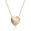 14k Yellow Matte Gold Plated Necklace with CZ Heart Charm- 17.5 IN