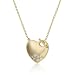 14k Yellow Matte Gold Plated Necklace with CZ Heart Charm- 17.5 IN