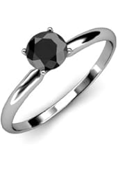 Black Diamond Solitaire Ring 1.50 ct in 925 Sterling Silver