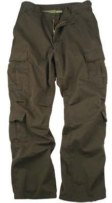 Vintage Paratrooper Cargo Pants, Washed for a Retro Look and Feel -Chocolate Brown