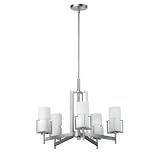 Forecast F158036 Weston 5 Light Single Tier Chandelier in Satin Nickel with Etched White Opal glass