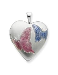 Sterling Silver 20mm Butterflies Heart Locket