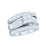 2 Carat Princess Invisible Diamond 14k White Gold 3-Piece Bridal Set