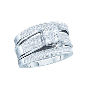2 Carat Princess Invisible Diamond 14k White Gold 3-Piece Bridal Set Ring